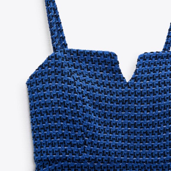 zara textured weave tank dress blue mini size medium or large NWT 8844 106 - Picture 10 of 10